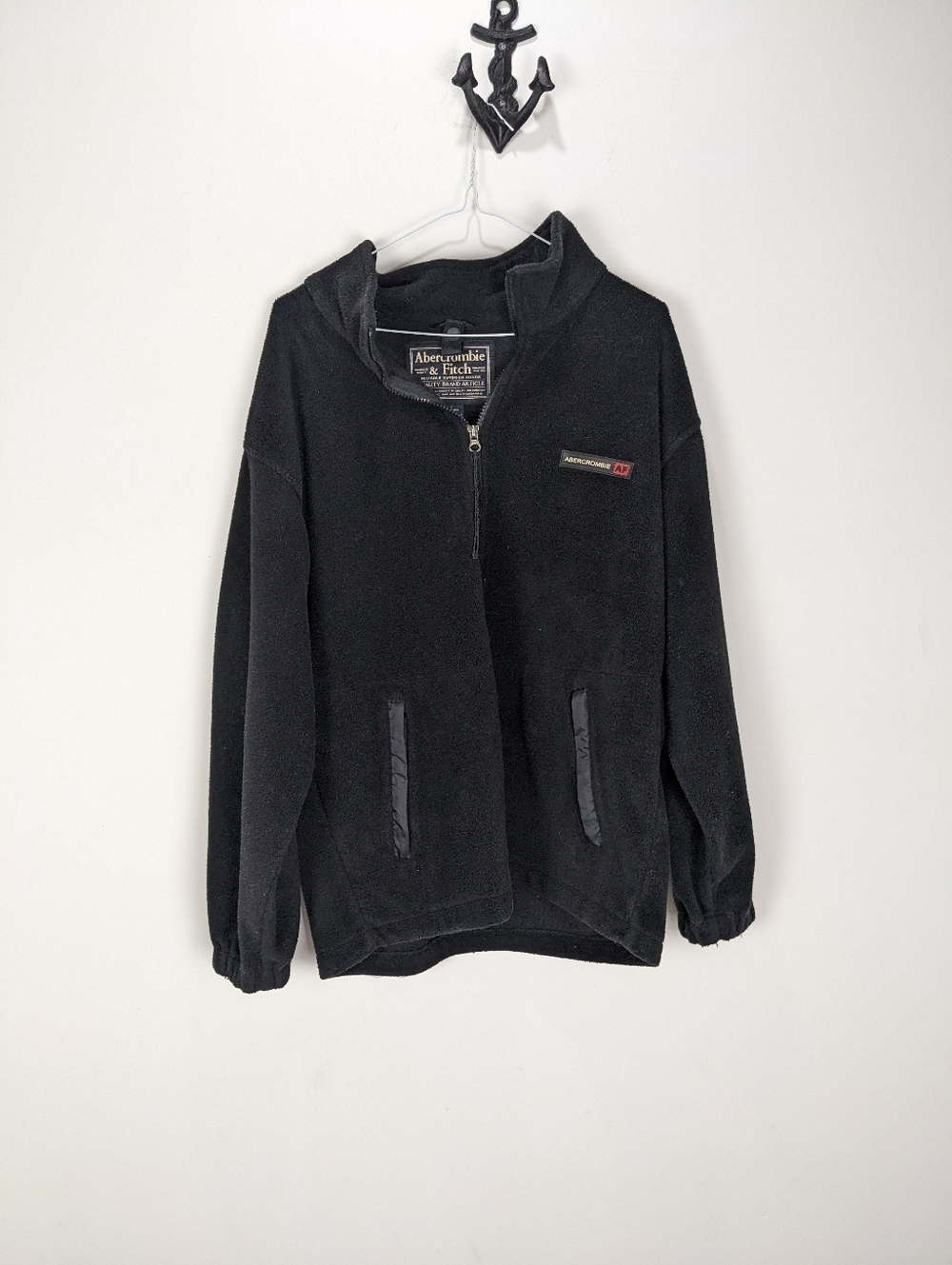 Abercrombie Fitch Vintage Y2K Fleece Jacket Men's Size Large Black Full Zip